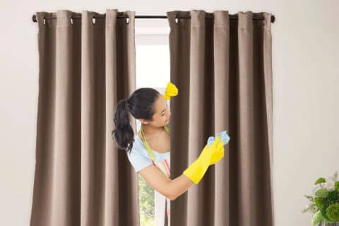 curtain window with lining cleaning in Dubai